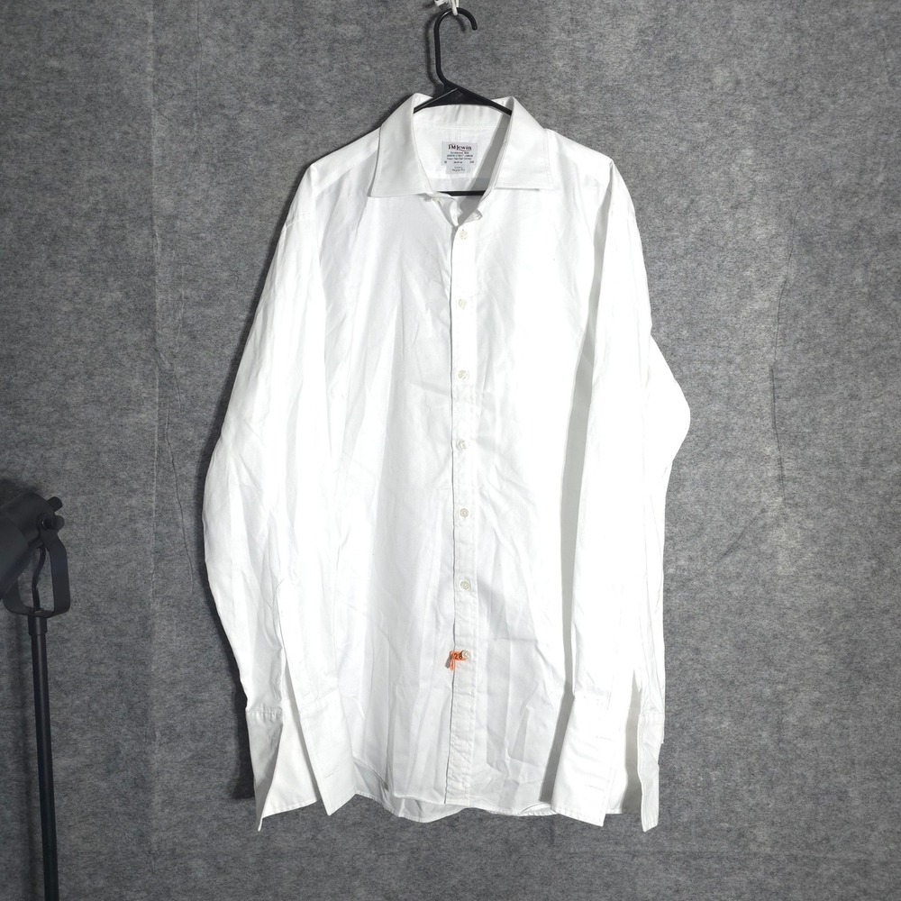 TM Lewin Dress Shirt Men 18 38 White Luxury Regular Fit French Cuff Cotton Twill